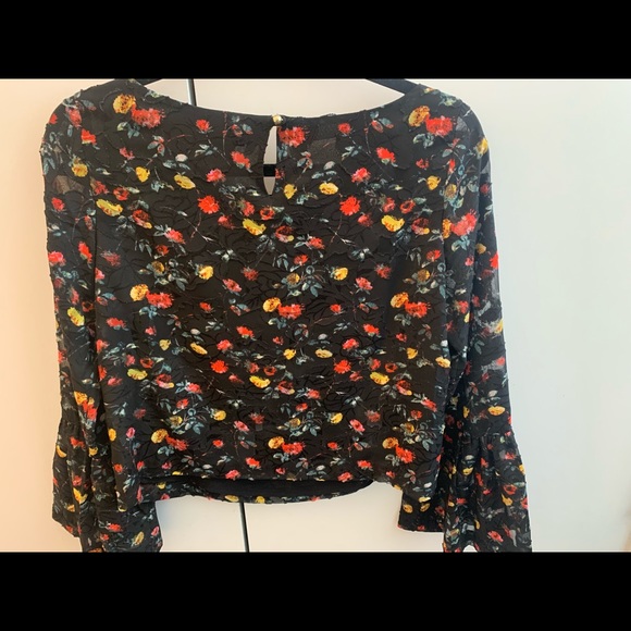 Club Monaco chiffon floral top bell sleeves - XS - Picture 4 of 5